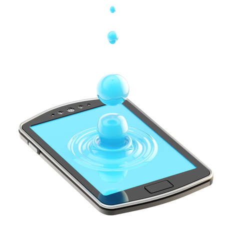 Liquid drop on the smartphone surfaceの写真素材