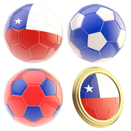 Chile football team set of four soccer ball attributes isolated on whiteの写真素材