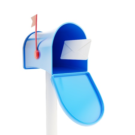 Mailbox with a single letter inside isolated on whiteの写真素材