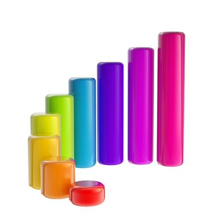 Colorful, rainbow glossy bar graphの写真素材