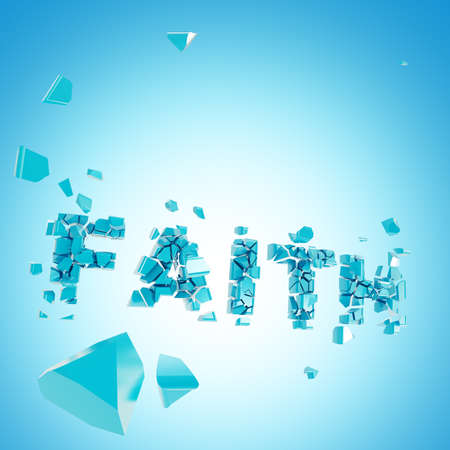 Broken faith abstract backround composition of word crashed into piecesの写真素材