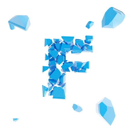 Abc alphabet symbol broken into tiny glossy pieces isolated on whiteの写真素材