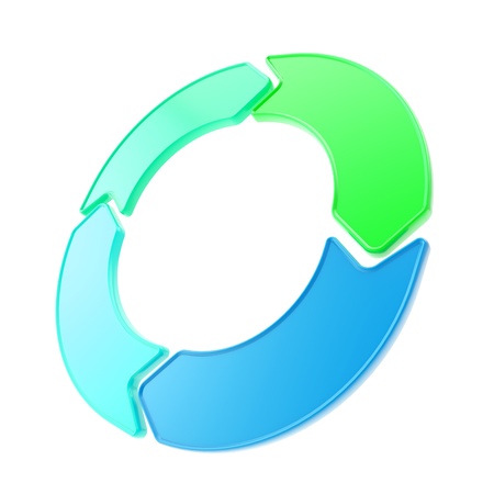 Four glossy arrow copyspace emblem circlular round tag isolated on whiteの写真素材