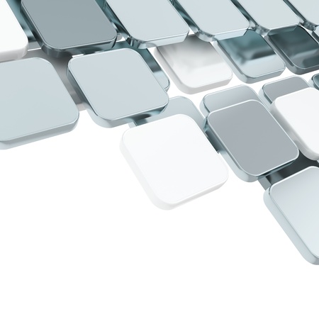 Abstract copyspace chrome metal glossy plate composition background over white with the space for your textの写真素材