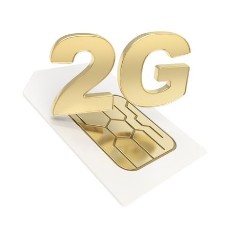 2G circuit microchip SIM card emblem isolated on white backgroundの写真素材