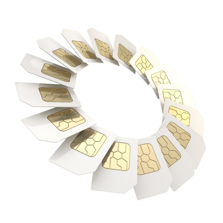 Circuit microchip SIM card round circle empty copyspace emblem frame isolated on white backgroundの写真素材