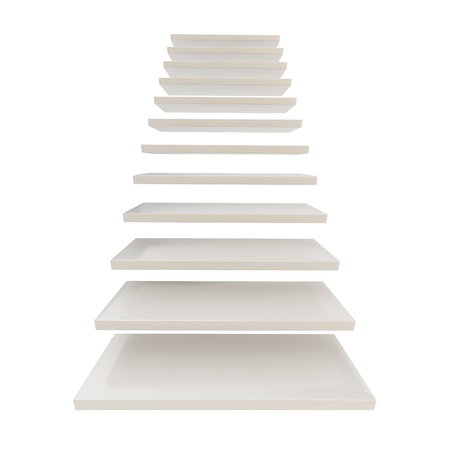 From bottom to the top  staircase ladder made of white glossy steps isolated