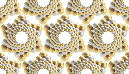 Abstract seamless background of glossy sphere twisted star composition on white