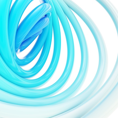 Abstract background made of glossy blue hoop torus rings over whiteの写真素材