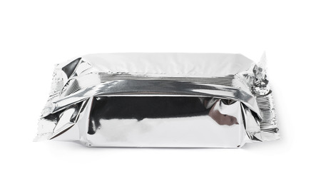 Silver foil sealed package isolated over the white background
