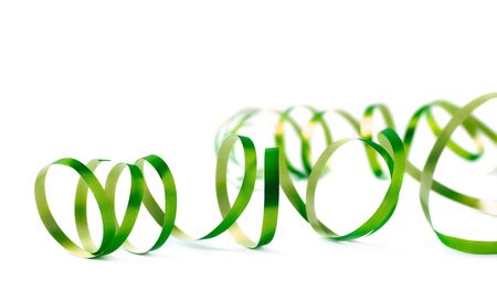 Curly and glossy ribbon isolated over the white backgroundの写真素材