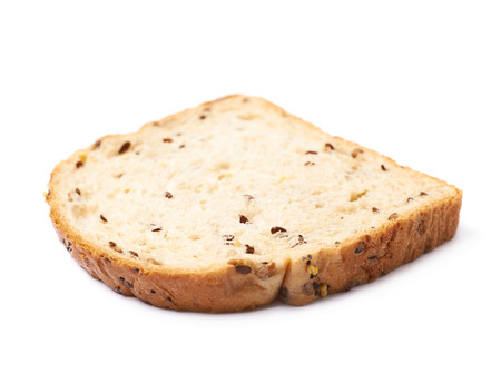 Single slice of a white bread isolated over the white background
