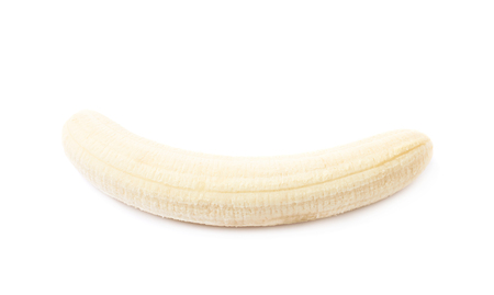 Peeled banana fruit isolated over the white backgroundの写真素材