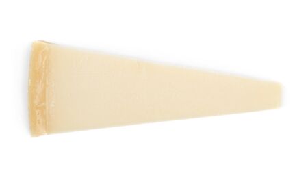 Piece of a parmesan cheese isolated over the white backgroundの写真素材