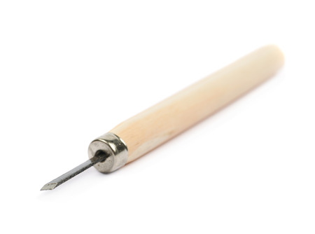 Single hand carving wood chisel tool isolated over the white background