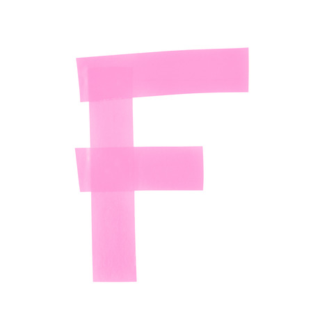 Letter F symbol made of insulating tape pieces, isolated over the white backgroundの写真素材