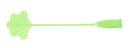 Green fly-swat swatter tool isolated over the white backgroundの写真素材