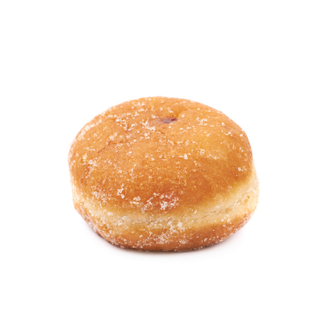 Jam filled doughnut isolated over the white backgroundの写真素材