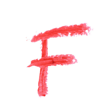 Single abc latin letter symbol drawn with a wax crayon isolated over the white backgroundの写真素材