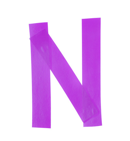 Letter N symbol made of insulating tape pieces, isolated over the white backgroundの写真素材