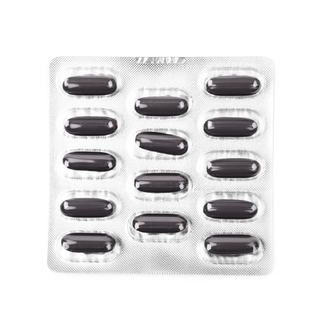 Drug pill blister pack isolated over the white backgroundの写真素材