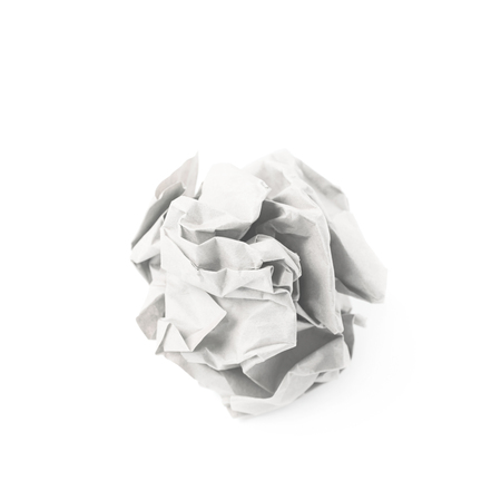 Crumbled paper ball isolated over the white backgroundの写真素材