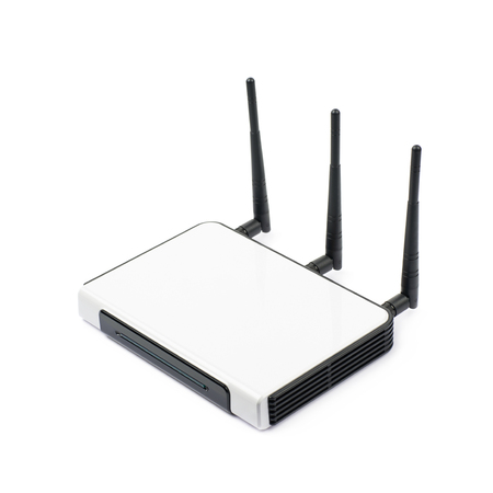 Generic Internet networking device router isolated over the white backgroundの写真素材