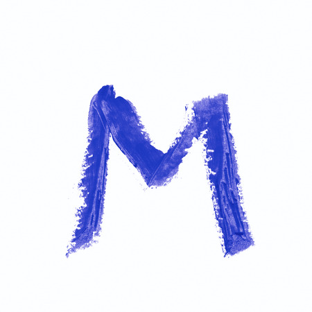 Single abc latin letter symbol drawn with a wax crayon isolated over the white backgroundの写真素材