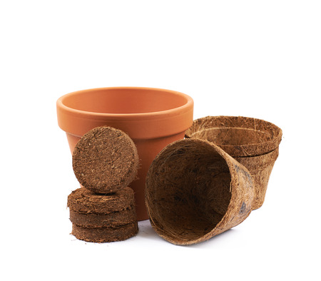 Empty ceramic flower pot isolatedの写真素材