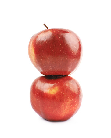 Two ripe red apples isolatedの写真素材