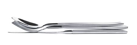Knife, fork and spoon composition isolated