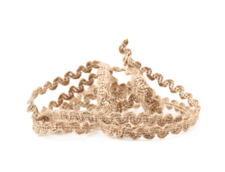 Pile of a linen rope string isolatedの写真素材