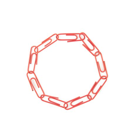 Round frame made of office clipsの写真素材