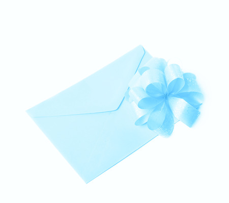 Paper envelope decorated with the bowの写真素材
