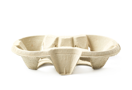 Pressed cardboard cup holder isolatedの写真素材