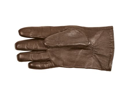 Sinlge brown leather glove isolatedの写真素材