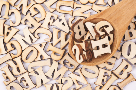 Surface covered with wooden lettersの写真素材