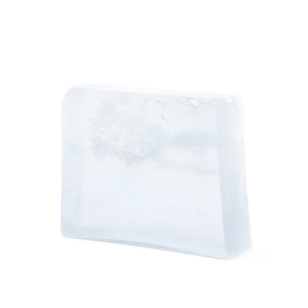 Handmade semi-transparent bar of soap isolated over the white backgroundの写真素材