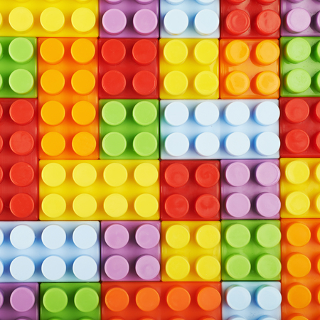 Surface covered with toy bricks