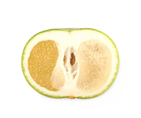 Sliced sweet grapefruit isolatedの写真素材