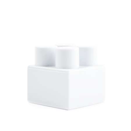 Single plastic toy construction block brick isolated the white backgroundの写真素材