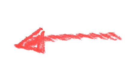 Hand drawn with the chalks arrow symbol isolated over the white background