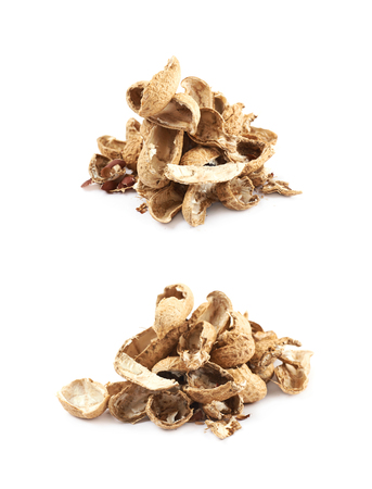 Pile of peanut shells isolated