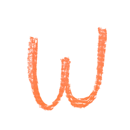 Single hand drawn with the chalk W letter isolated over the white backgroundの写真素材