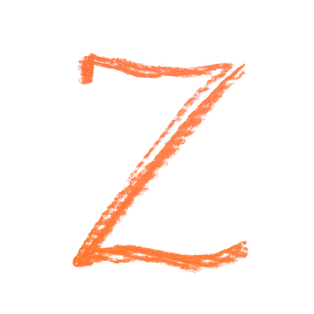 Single hand drawn with the chalk Z letter isolated over the white backgroundの写真素材