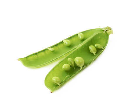 Green pea bean isolated over the white background
