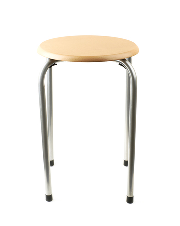 Wooden and metal stool isolated over the white background