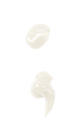 Semicolon symbol made of sauce isolated over the white background