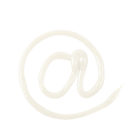 At e-mail symbol sign made of food sauce, composition isolated over the white backgroundの写真素材