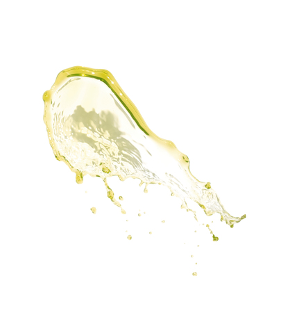 Splash of transparent liquid in motion isolated over the white backgroundの写真素材